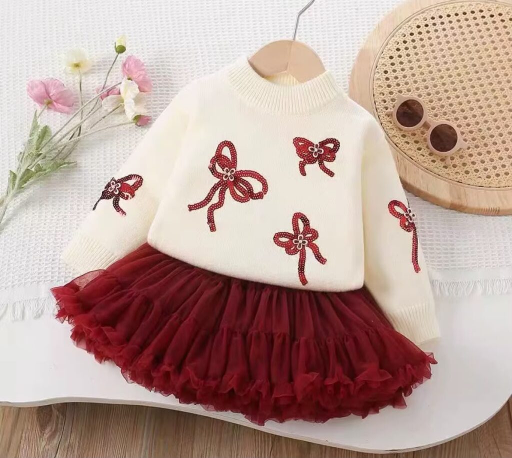 Conjunto Lazos Brillo & Tul Vino